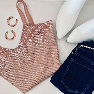 WHBM Rose Gold Sequin Camisole